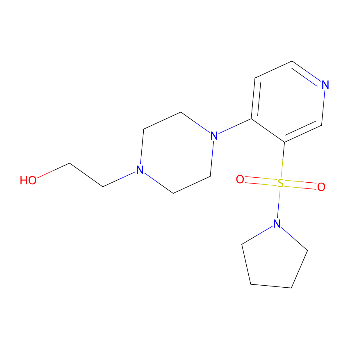 2-{4-[3-(Pyrrolidin-1-ylsulfonyl)pyridin-4-yl]piperazin-1-yl}ethanol molecular structure, CAS 57725-37-8