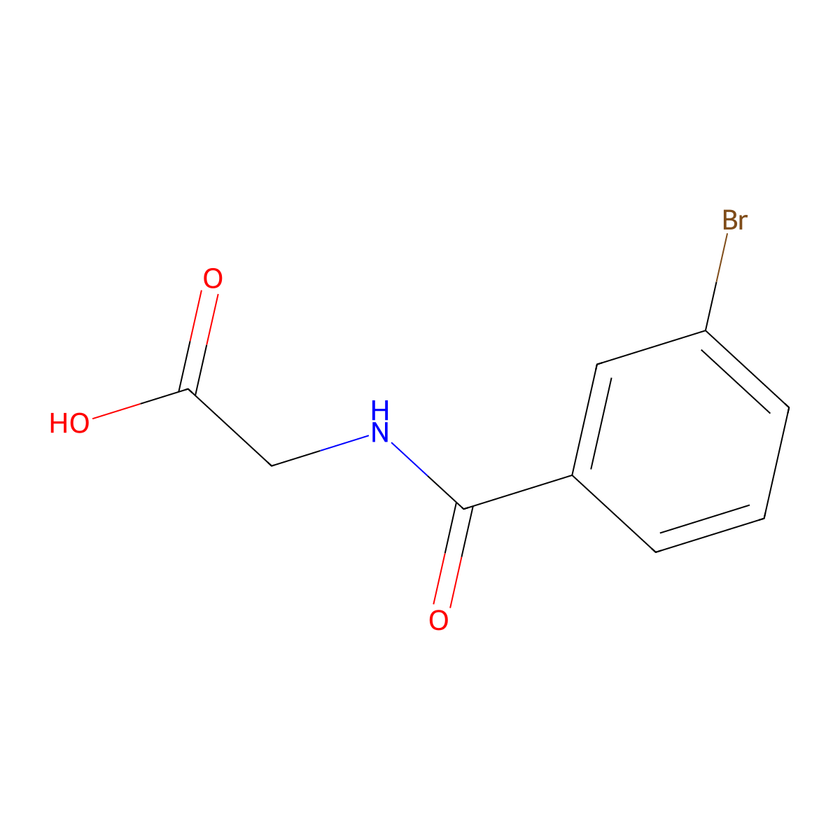 2-[(3-Bromobenzoyl)amino]acetic acid molecular structure, CAS 57728-60-6
