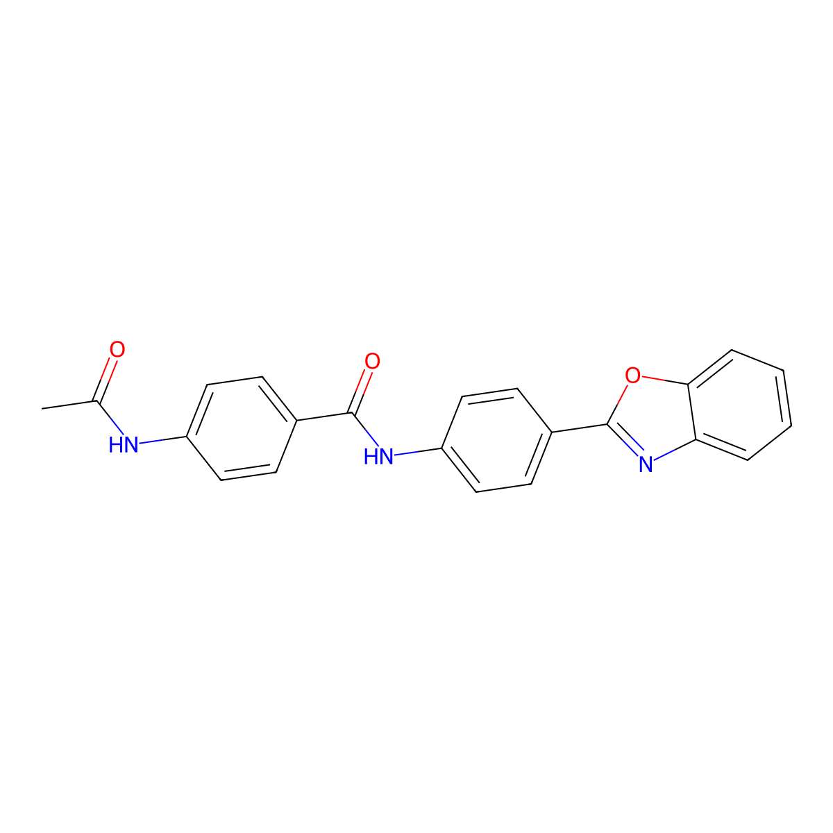4-acetamido-N-[4-(1,3-benzoxazol-2-yl)phenyl]benzamide molecular structure, CAS 5773-27-3