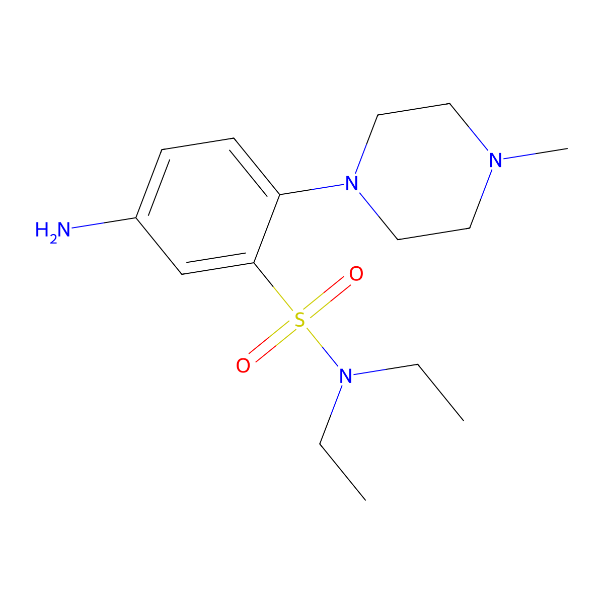 5-amino-N,N-diethyl-2-(4-methylpiperazin-1-yl)benzene-1-sulfonamide molecular structure, CAS 57730-79-7