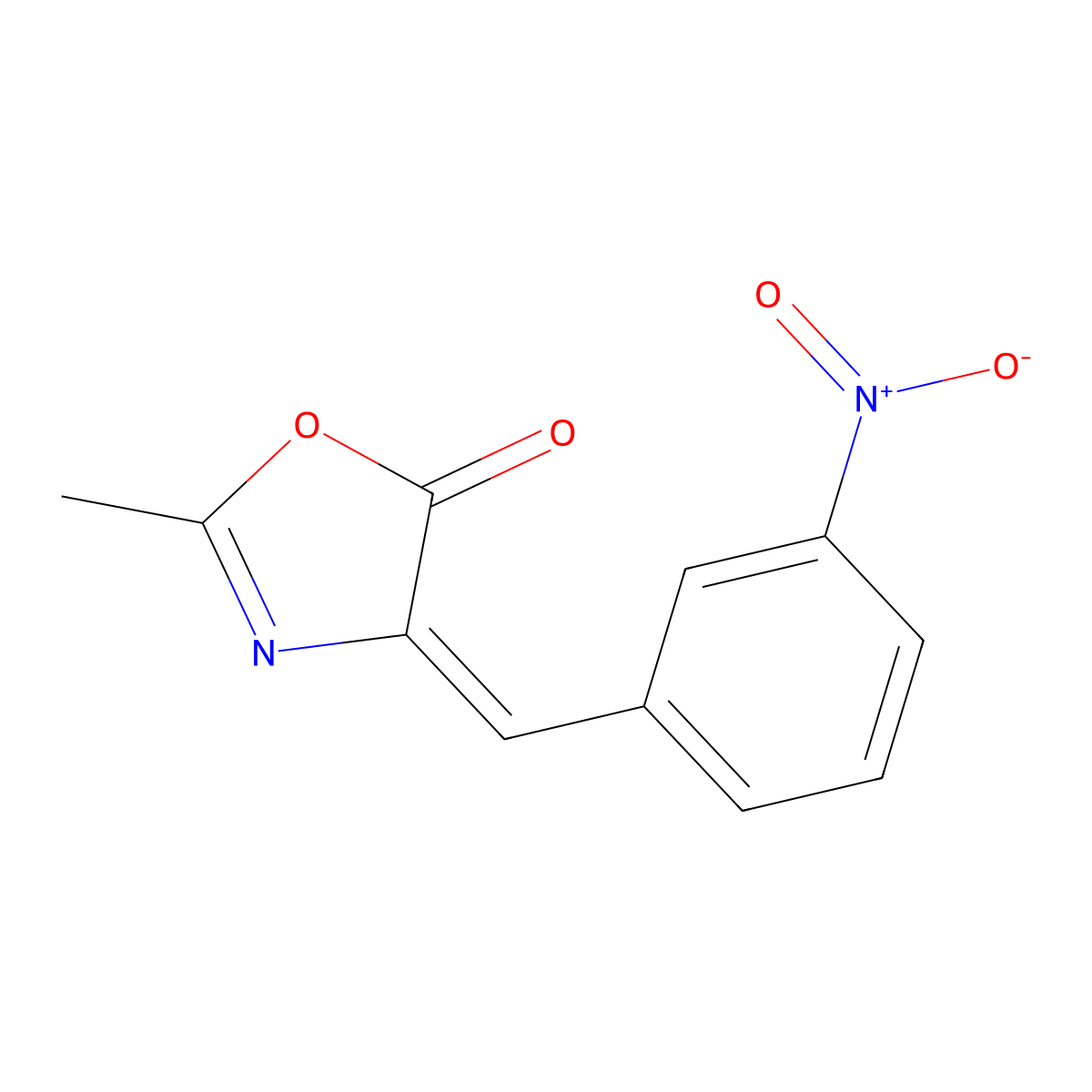 5(4H)-Oxazolone, 2-methyl-4-[(3-nitrophenyl)methylene]- molecular structure, CAS 57731-07-4