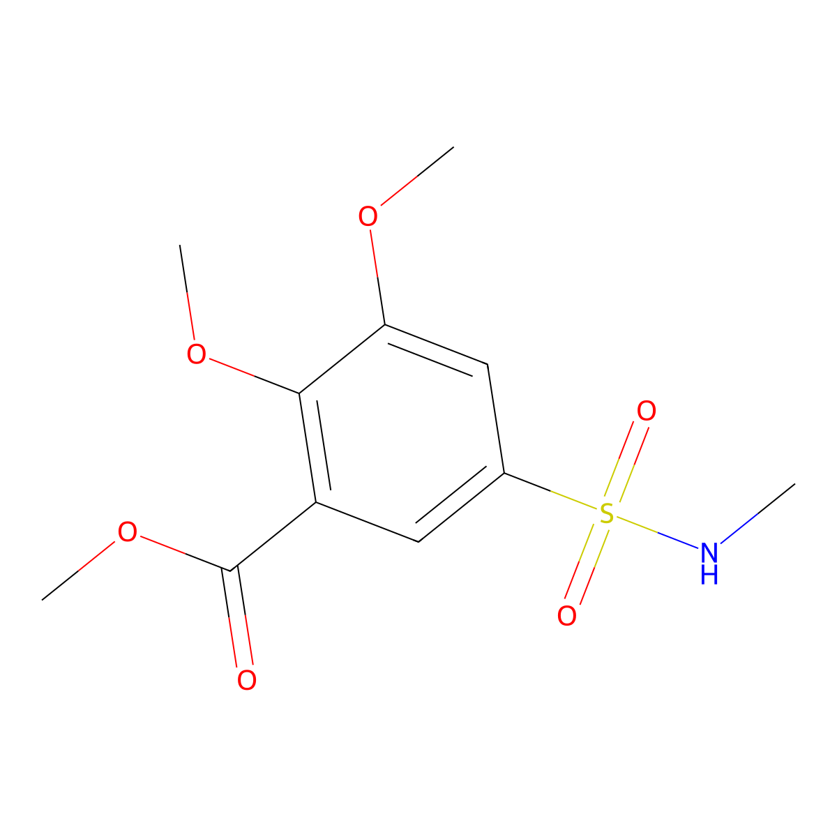 Methyl 2,3-dimethoxy-5-((methylamino)sulphonyl)benzoate molecular structure, CAS 57734-48-2