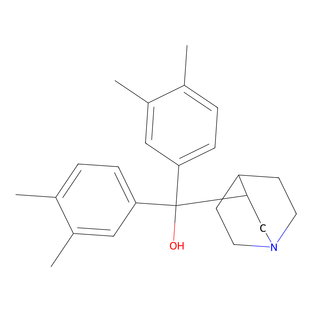 3-Quinuclidinemethanol, alpha,alpha-bis(3,4-xylyl)- molecular structure, CAS 57734-80-2