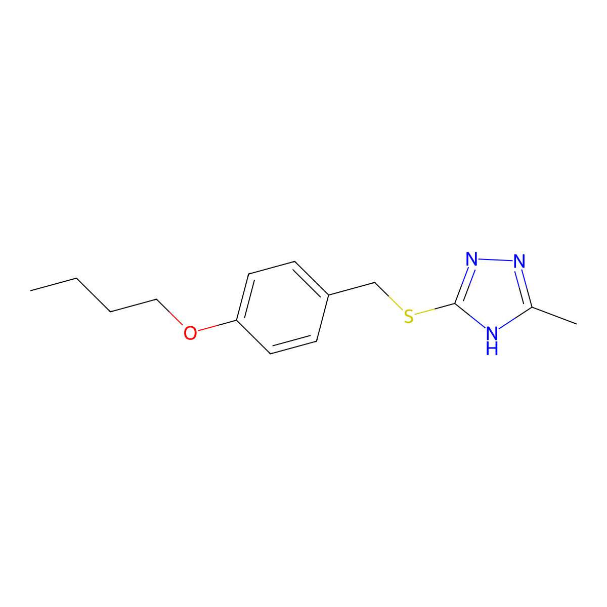 3-[(4-butoxyphenyl)methylsulfanyl]-5-methyl-1H-1,2,4-triazole molecular structure, CAS 57736-54-6
