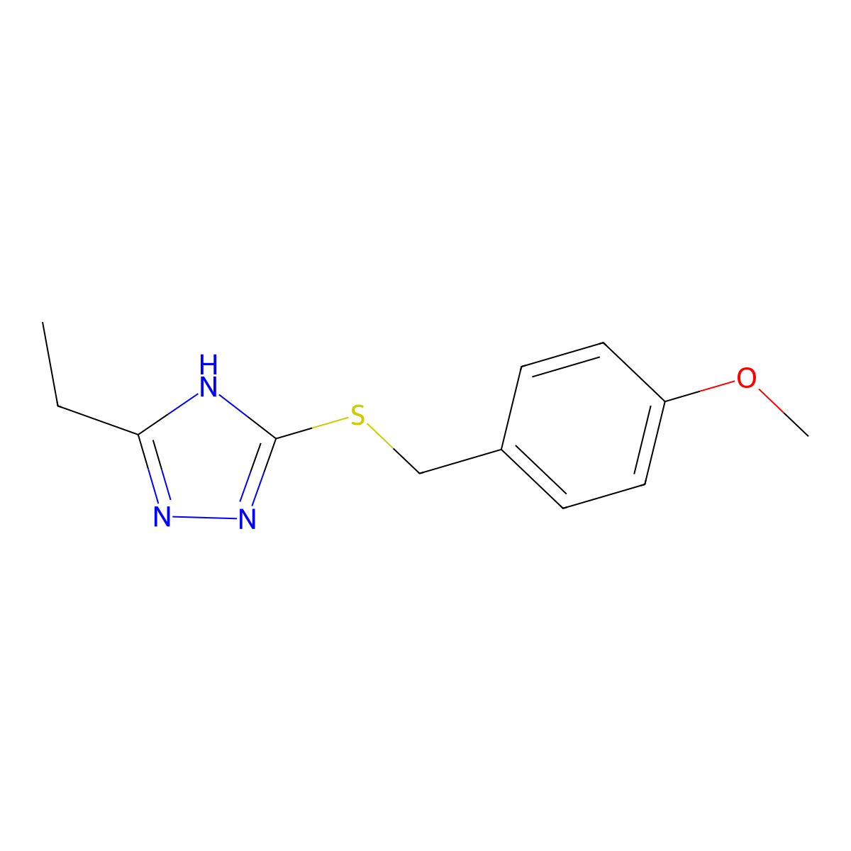 5-ethyl-3-[(4-methoxyphenyl)methylsulfanyl]-1H-1,2,4-triazole molecular structure, CAS 57736-58-0
