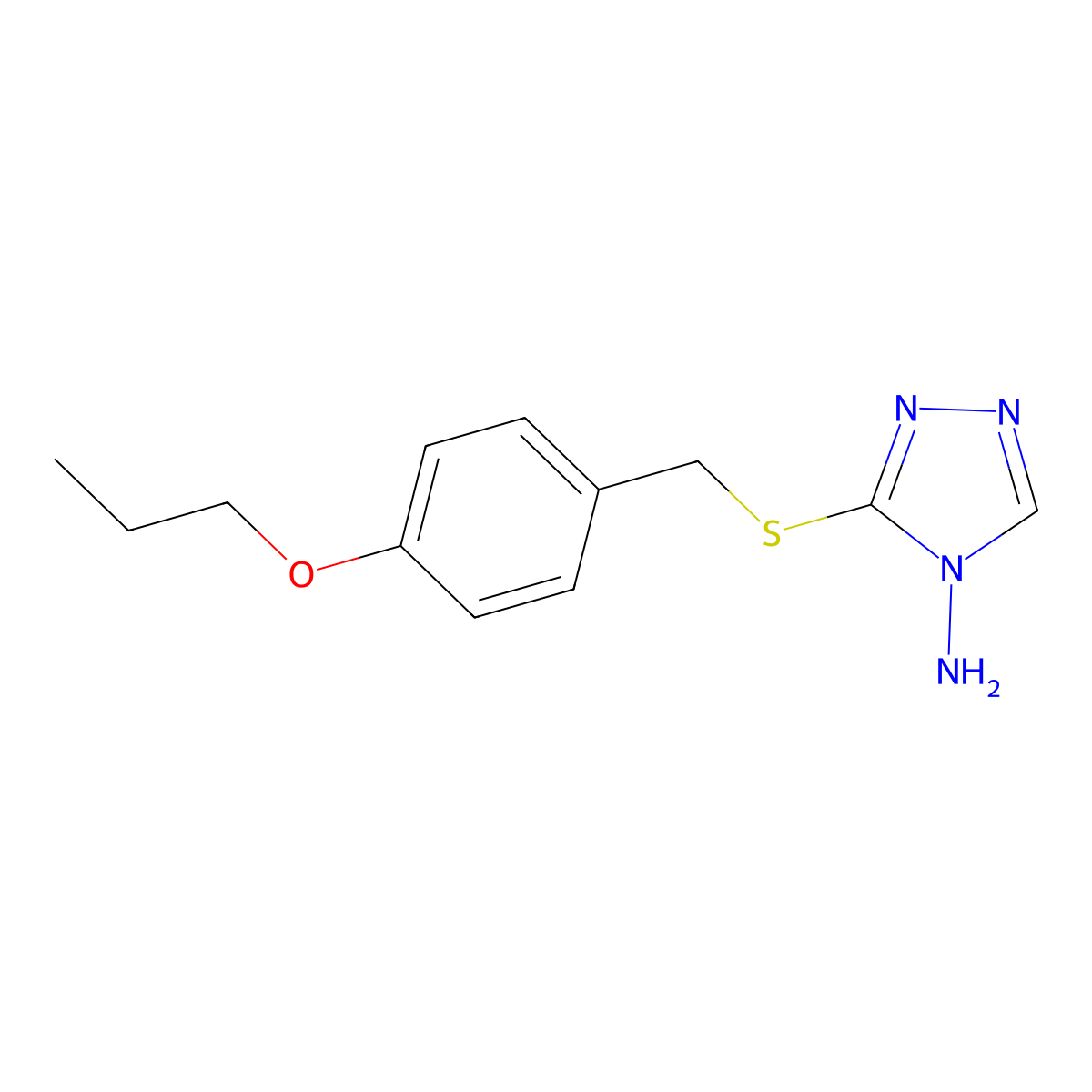 3-[(4-Propoxyphenyl)methylsulfanyl]-1,2,4-triazol-4-amine molecular structure, CAS 57736-69-3