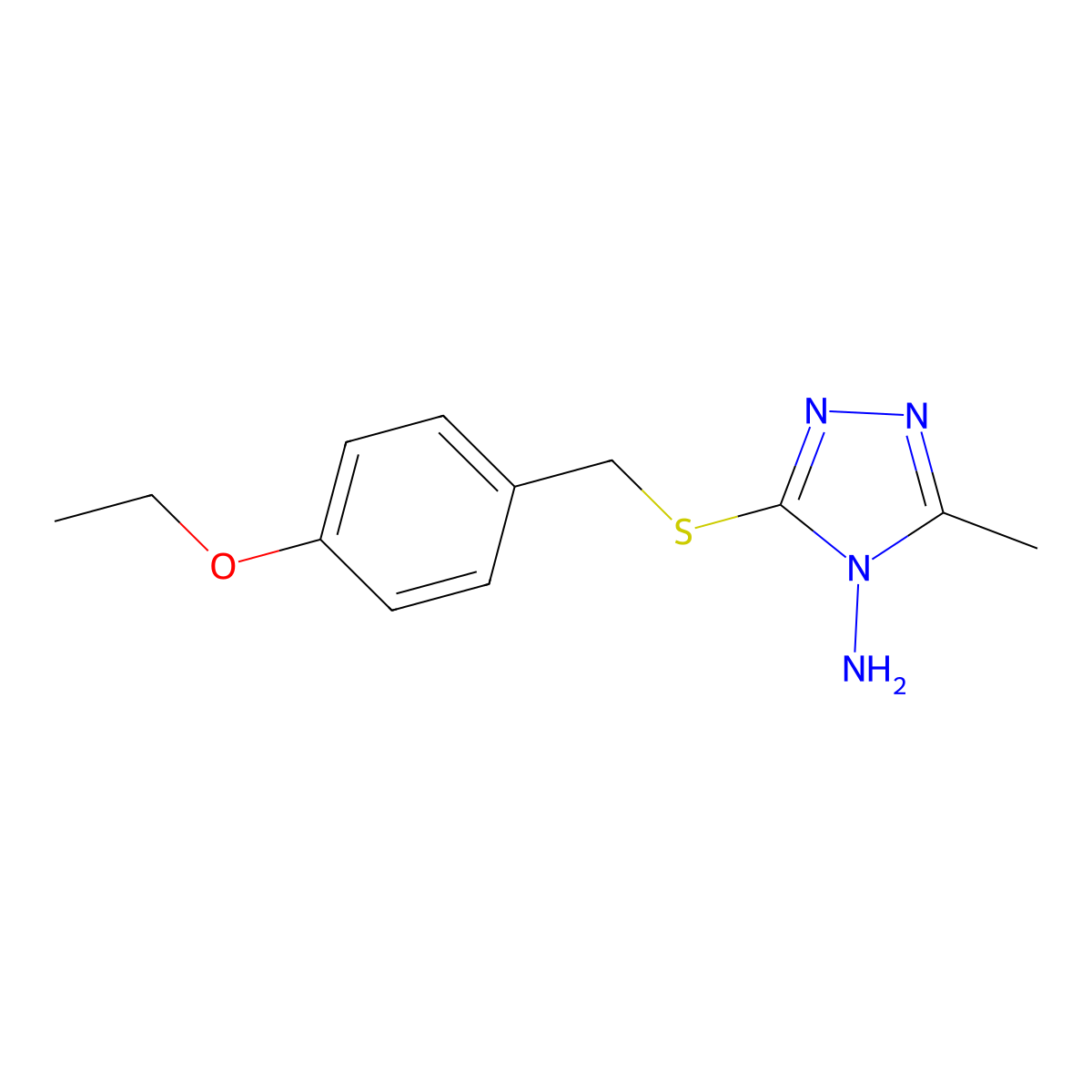 3-[(4-Ethoxyphenyl)methylsulfanyl]-5-methyl-1,2,4-triazol-4-amine molecular structure, CAS 57736-76-2