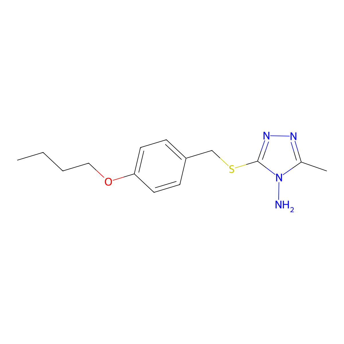 3-[(4-Butoxyphenyl)methylsulfanyl]-5-methyl-1,2,4-triazol-4-amine molecular structure, CAS 57736-79-5