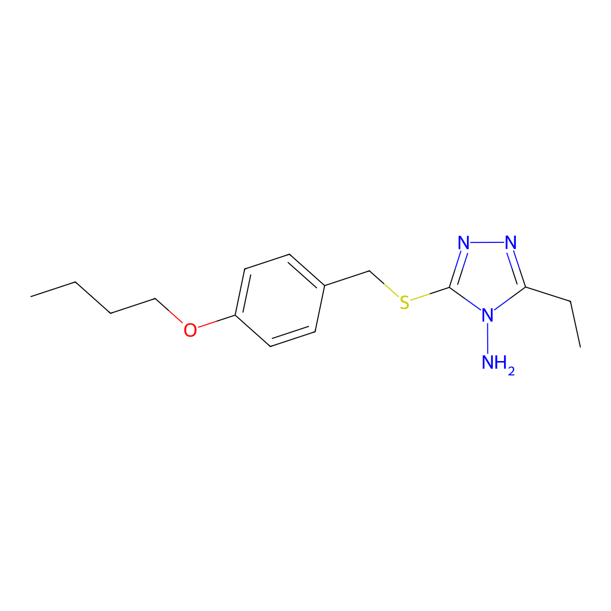 3-[(4-Butoxyphenyl)methylsulfanyl]-5-ethyl-1,2,4-triazol-4-amine molecular structure, CAS 57736-86-4