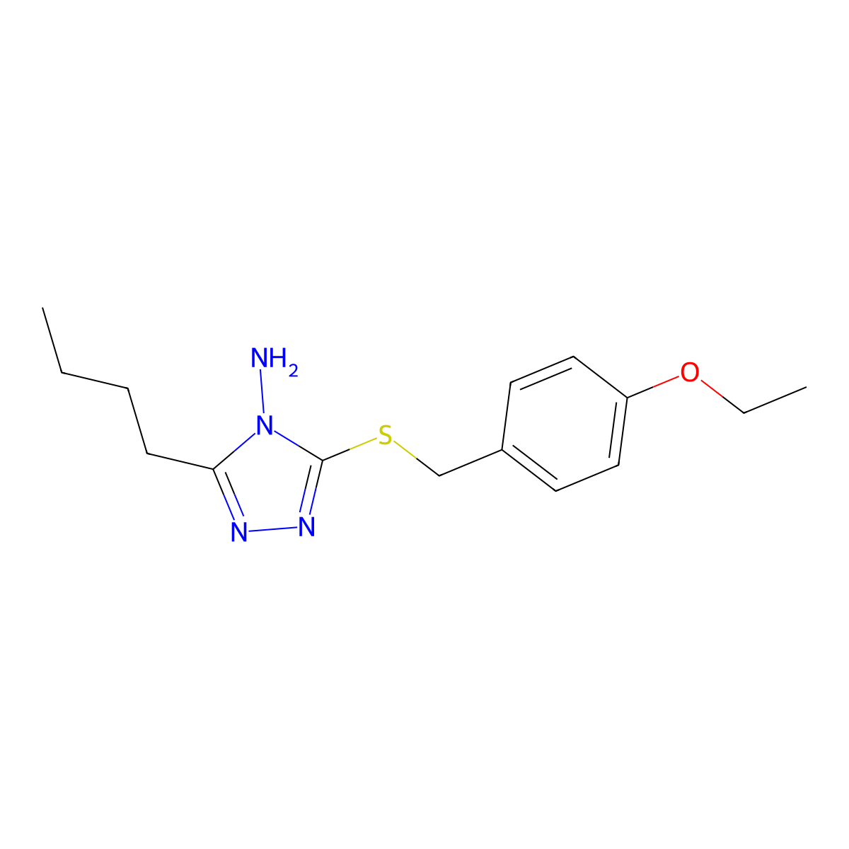3-Butyl-5-[(4-ethoxyphenyl)methylsulfanyl]-1,2,4-triazol-4-amine molecular structure, CAS 57736-91-1