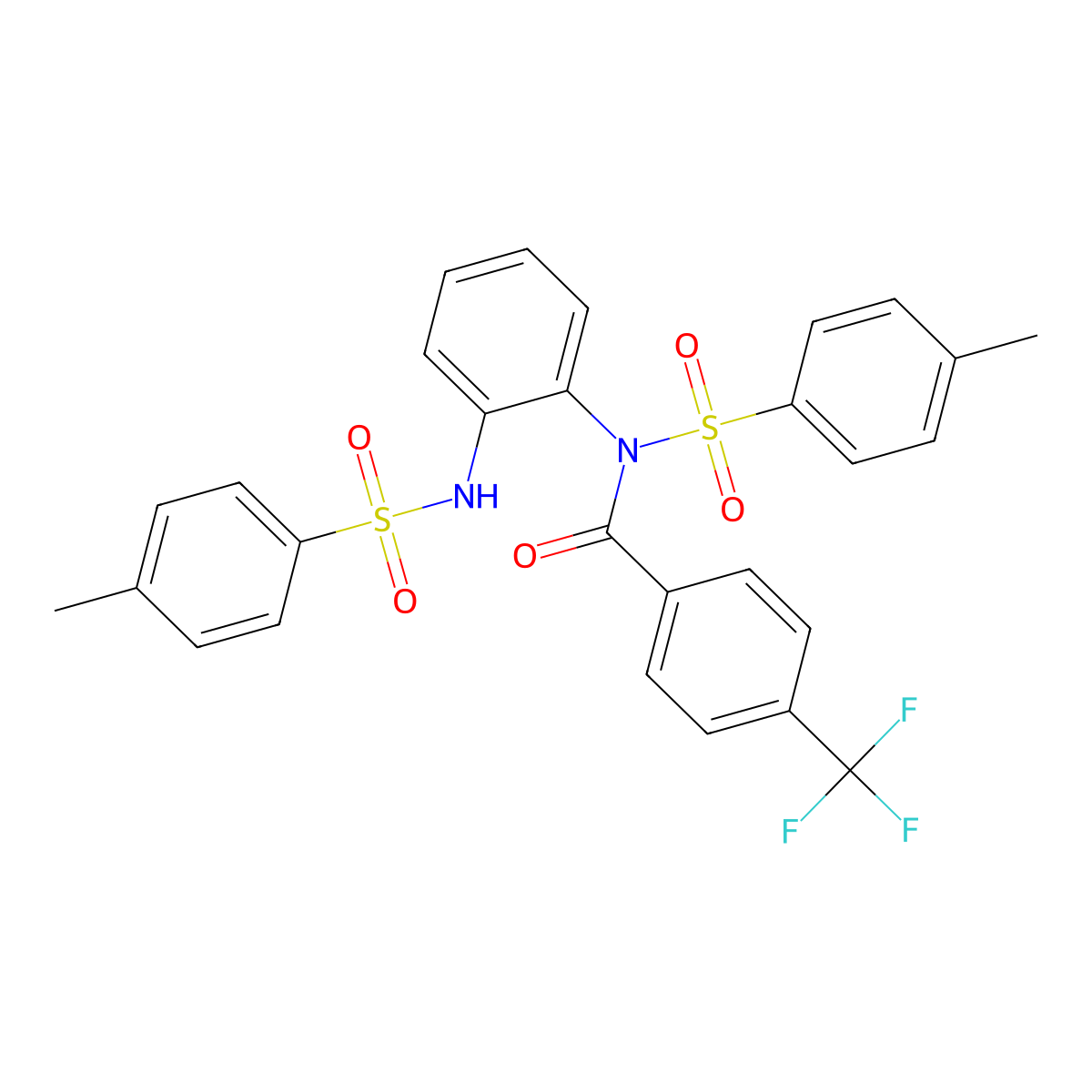 N-(4-methylphenyl)sulfonyl-N-[2-[(4-methylphenyl)sulfonylamino]phenyl]-4-(trifluoromethyl)benzamide molecular structure, CAS 5774-36-7