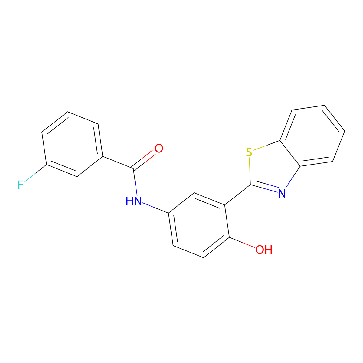 N-(3-(benzo[d]thiazol-2-yl)-4-hydroxyphenyl)-3-fluorobenzamide molecular structure, CAS 5774-65-2
