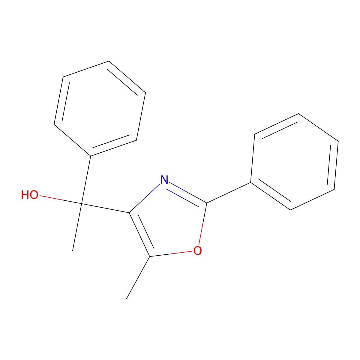 1-(5-Methyl-2-phenyl-1,3-oxazol-4-yl)-1-phenylethanol molecular structure, CAS 57742-59-3