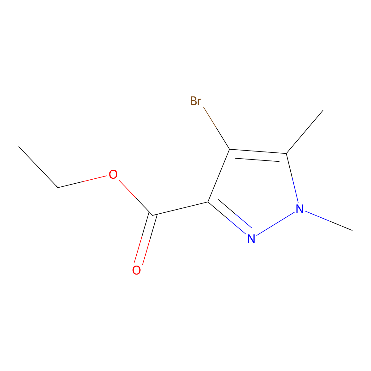 ethyl 4-bromo-1,5-dimethyl-1H-pyrazole-3-carboxylate molecular structure, CAS 5775-90-6