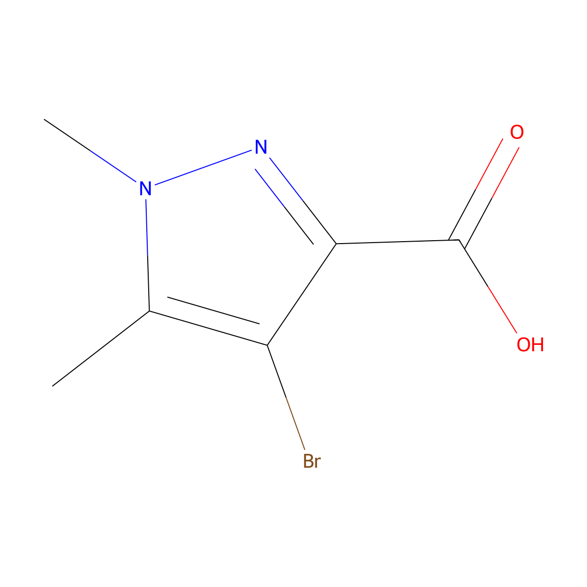 4-Bromo-1,5-dimethyl-1H-pyrazole-3-carboxylic acid molecular structure, CAS 5775-91-7