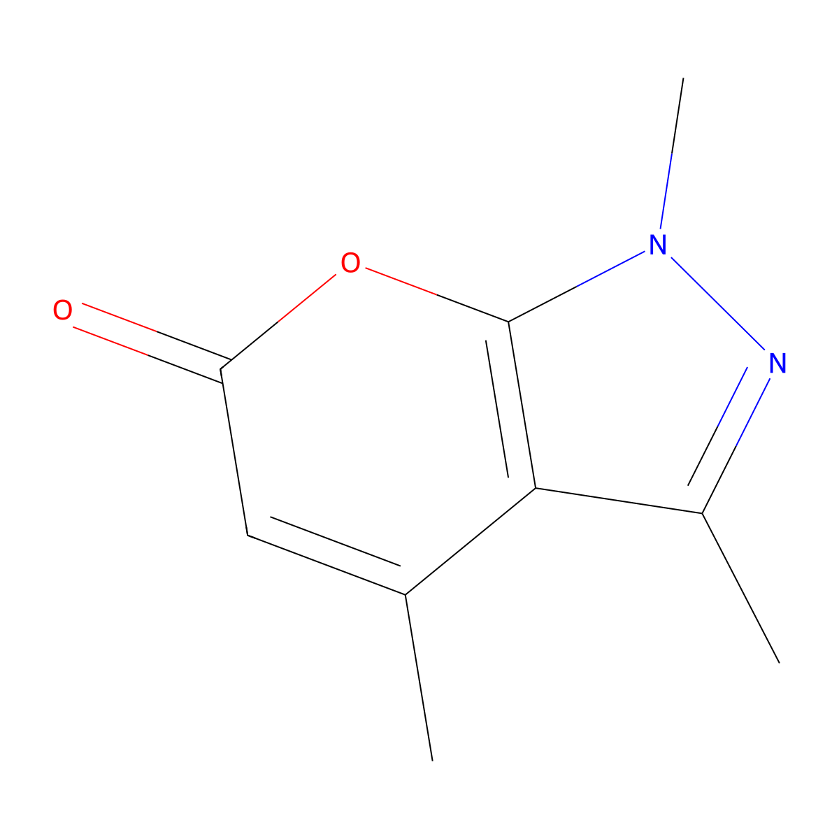 Pyrano(2,3-c)pyrazol-6(1H)-one, 1,3,4-trimethyl- molecular structure, CAS 5775-94-0