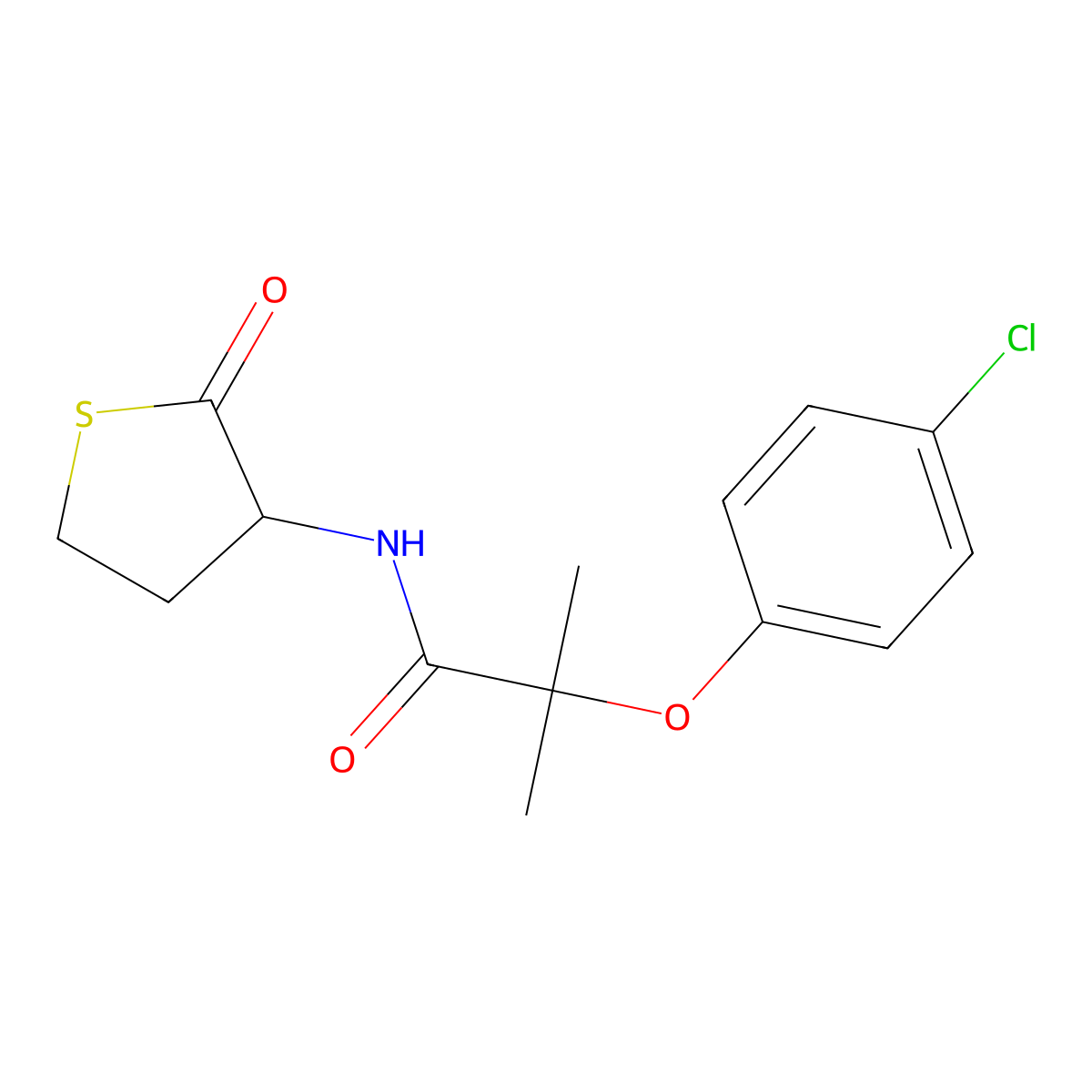 2-(4-chlorophenoxy)-2-methyl-N-(2-oxothiolan-3-yl)propanamide molecular structure, CAS 57752-69-9