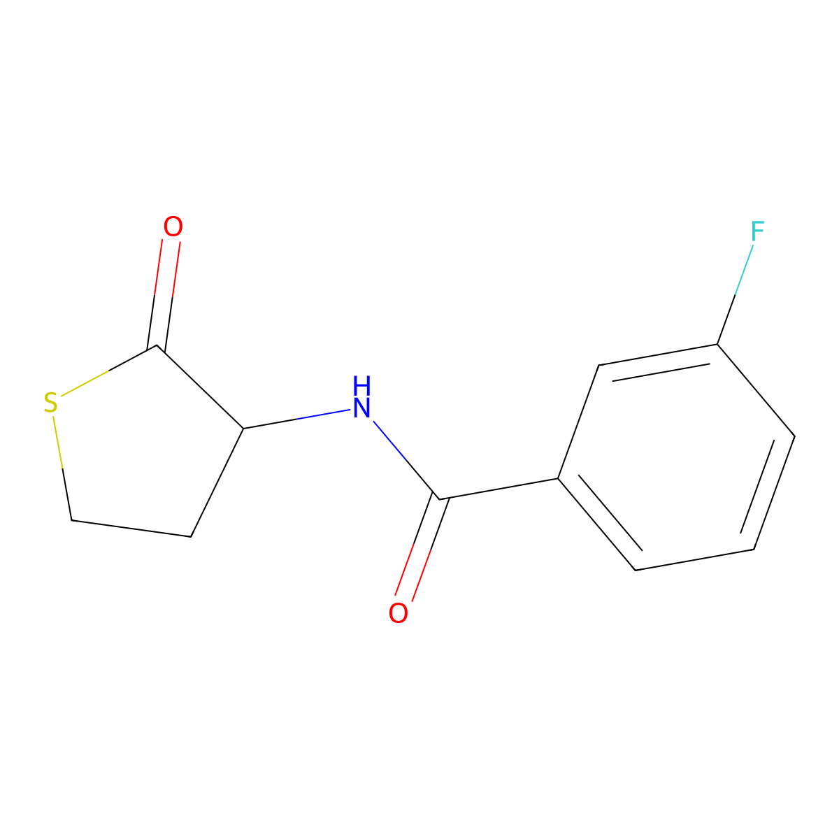 3-fluoro-N-(2-oxotetrahydrothiophen-3-yl)benzamide molecular structure, CAS 57752-73-5