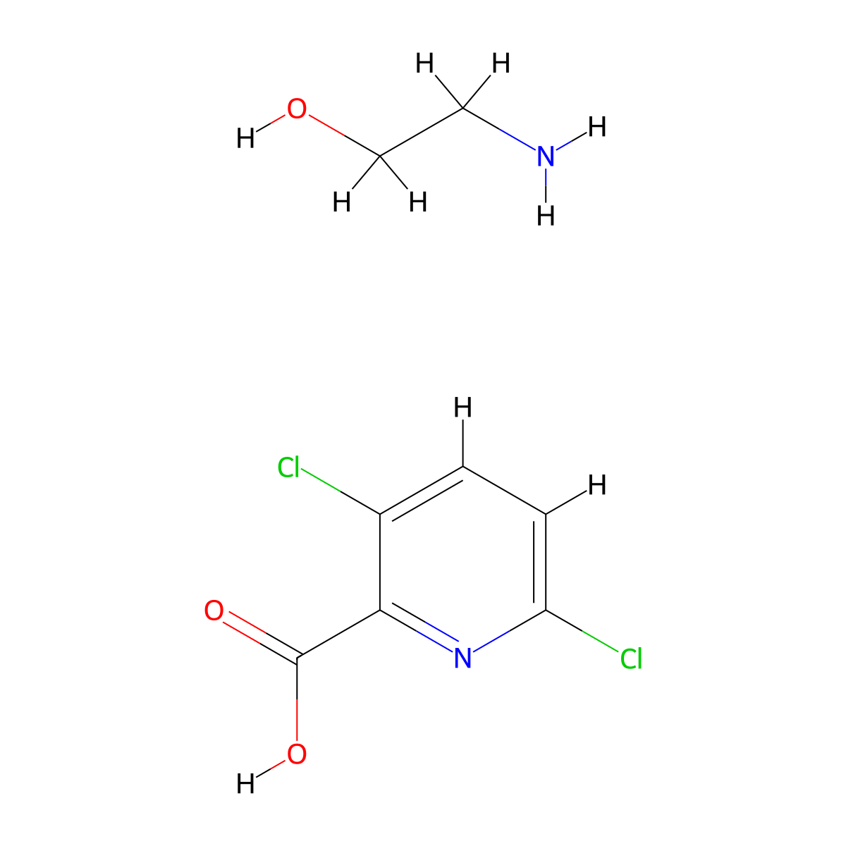 Clopyralid-olamine molecular structure, CAS 57754-85-5