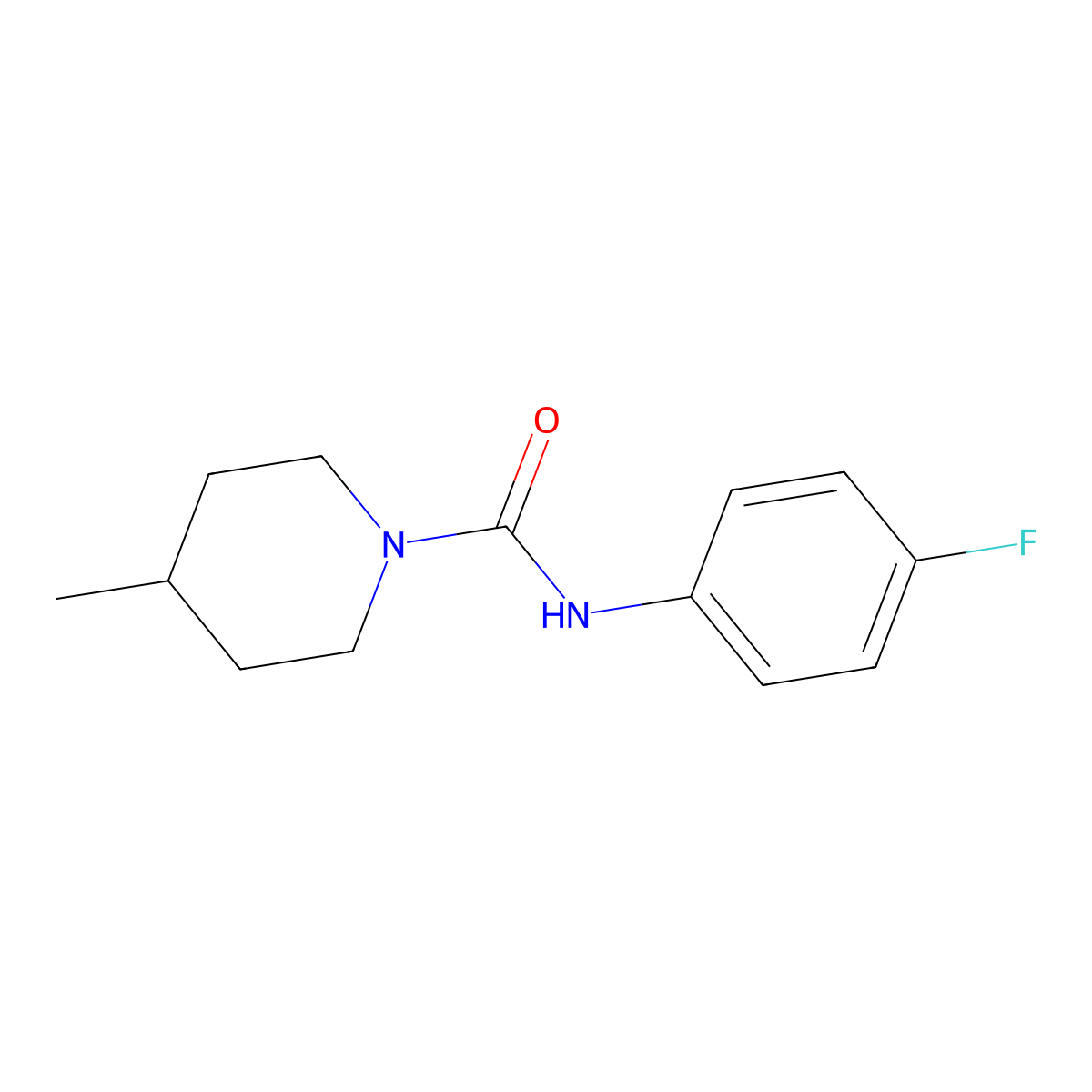 N-(4-fluorophenyl)-4-methylpiperidine-1-carboxamide molecular structure, CAS 57754-87-7