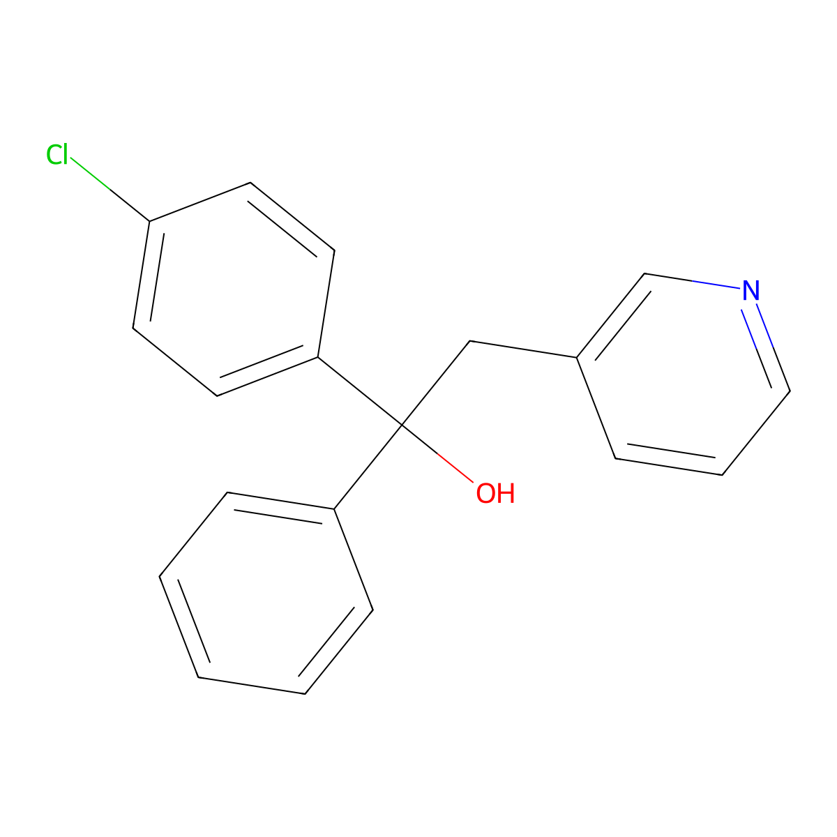 1-(4-Chlorophenyl)-1-phenyl-2-pyridin-3-ylethanol molecular structure, CAS 57758-68-6