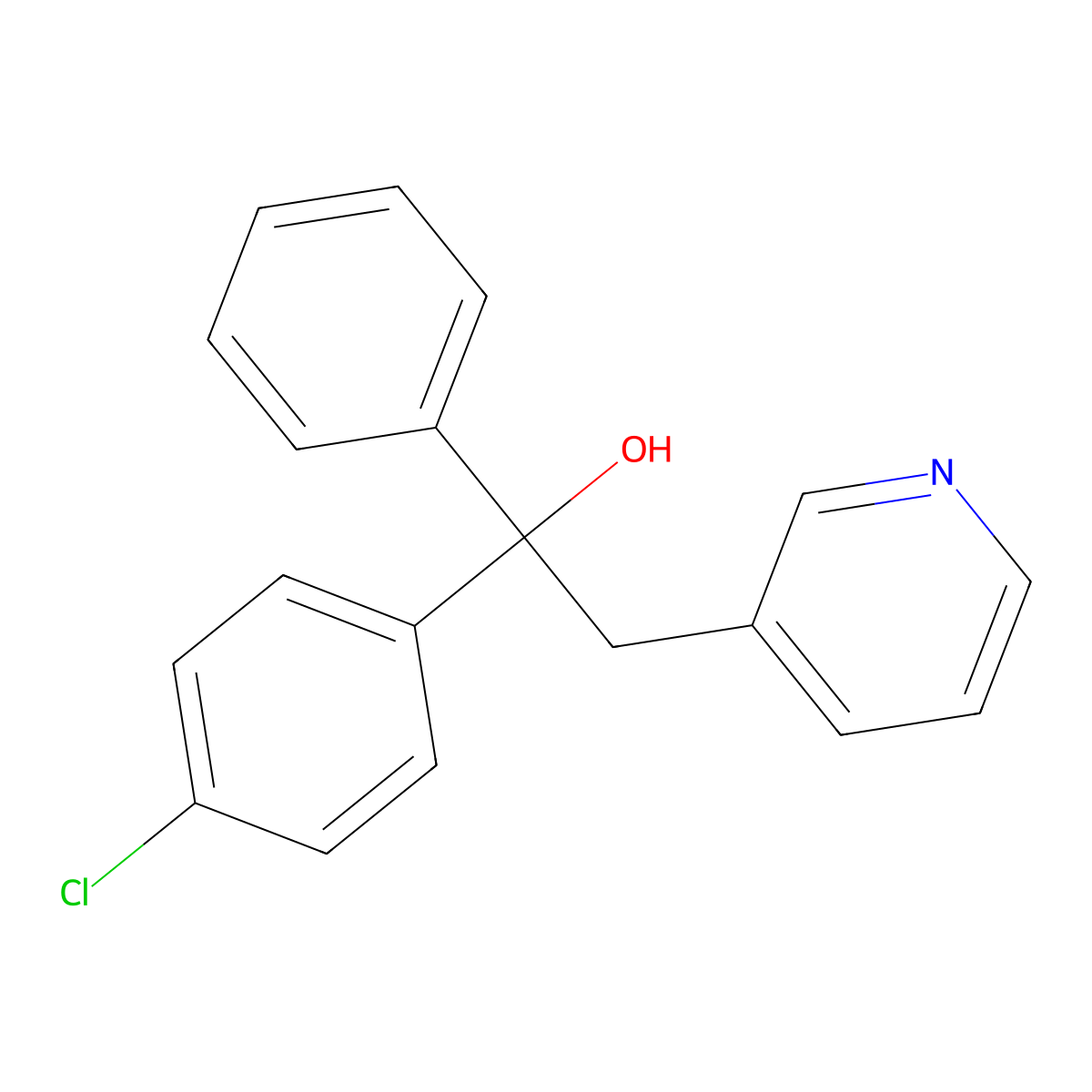1-(4-Chlorophenyl)-1-phenyl-2-pyridin-3-ylethanol molecular structure, CAS 57758-68-6