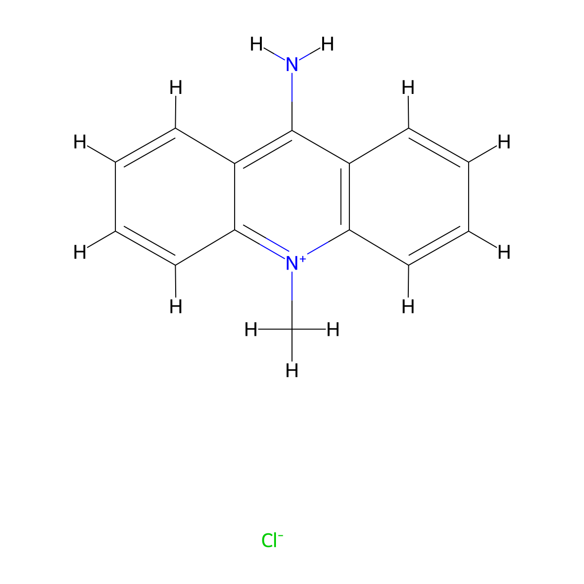 Acridinium, 9-amino-10-methyl-, chloride (1:1) molecular structure, CAS 5776-38-5