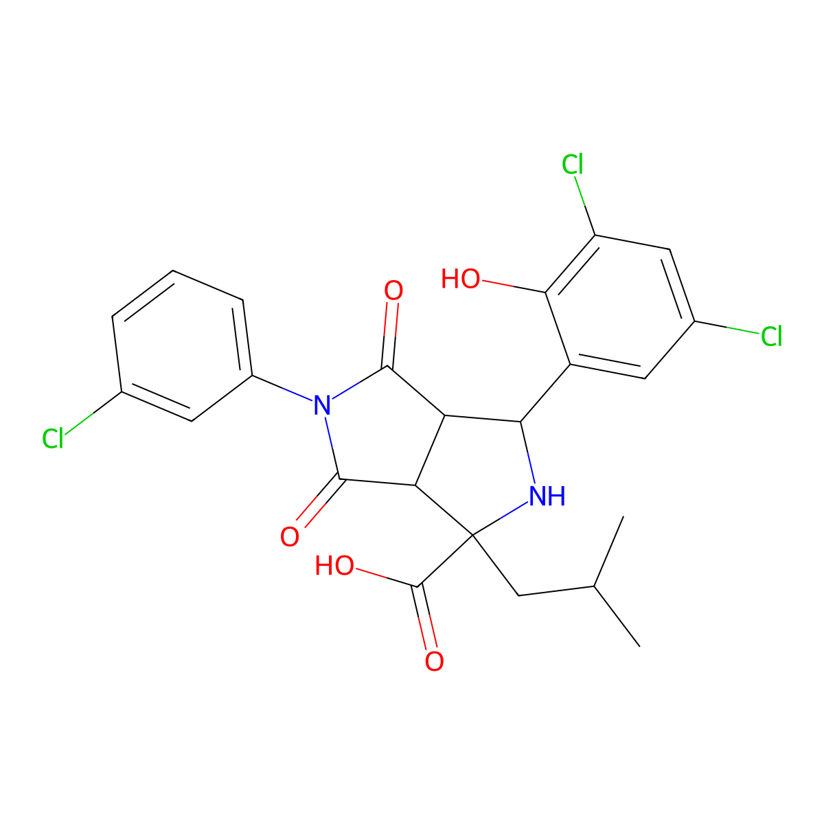 5-(3-Chlorophenyl)-3-(3,5-dichloro-2-hydroxyphenyl)-1-(2-methylpropyl)-4,6-dioxooctahydropyrrolo[3,4-c]pyrrole-1-carboxylic acid molecular structure, CAS 5776-57-8