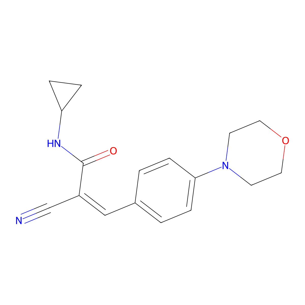 2-cyano-N-cyclopropyl-3-(4-morpholin-4-ylphenyl)prop-2-enamide molecular structure, CAS 5776-84-1