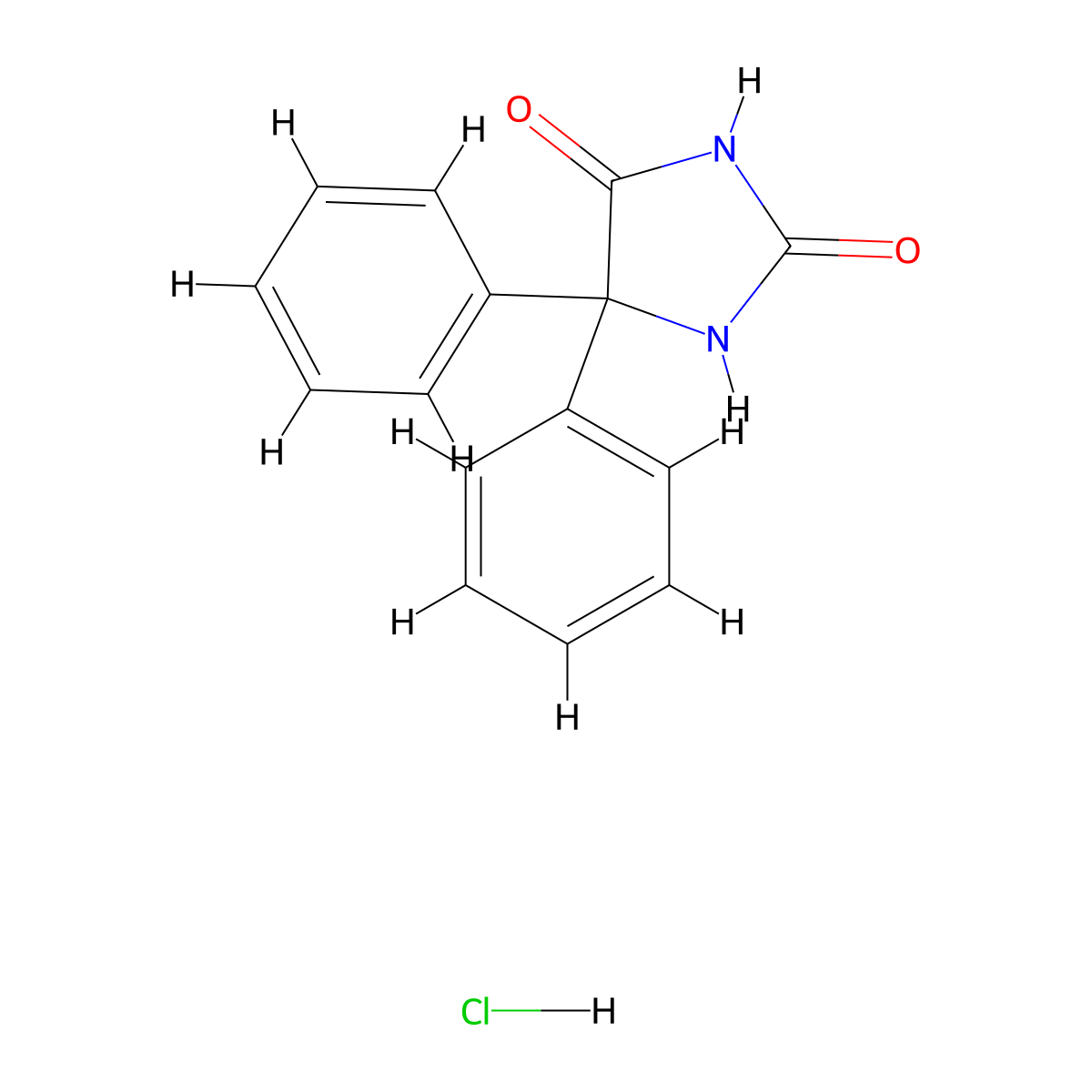 5,5-Diphenylimidazolidine-2,4-dione hydrochloride molecular structure, CAS 57769-97-8