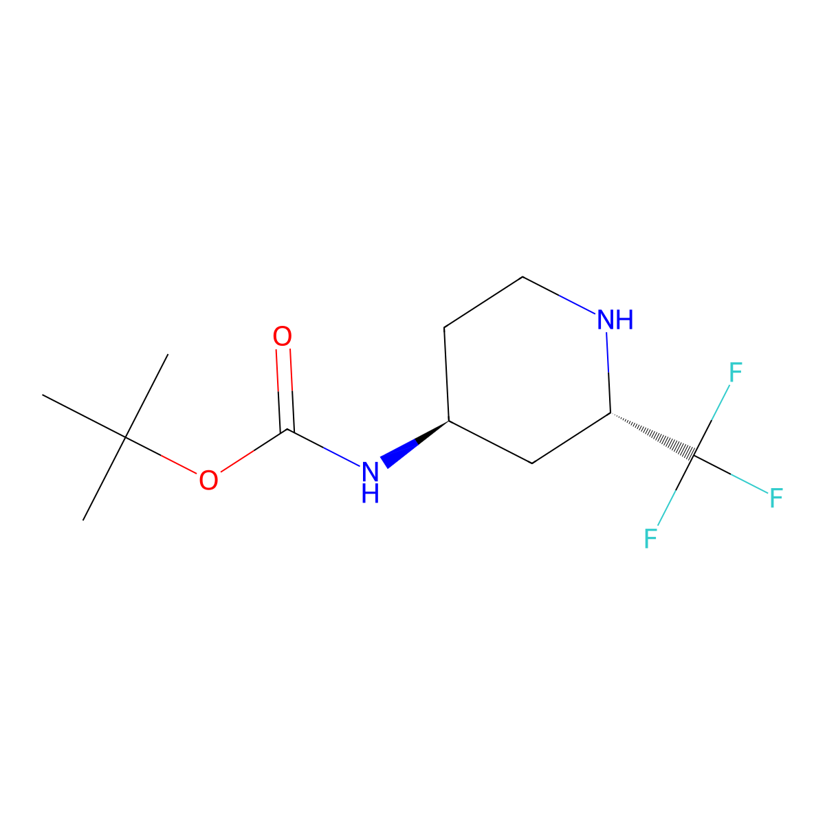 tert-butyl ((2S,4S)-2-(trifluoromethyl)piperidin-4-yl)carbamate molecular structure, CAS 577692-49-0