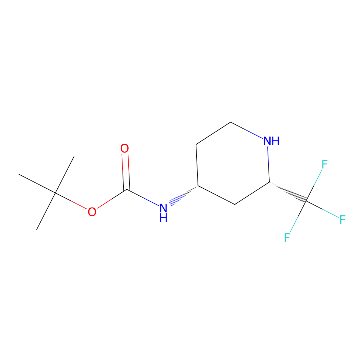 rac-tert-butyl N-[(2R,4S)-2-(trifluoromethyl)piperidin-4-yl]carbamate molecular structure, CAS 577692-50-3