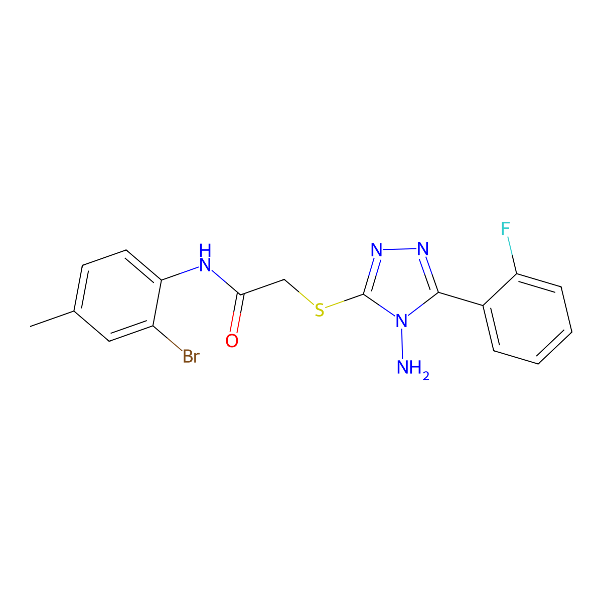 2-{[4-amino-5-(2-fluorophenyl)-4H-1,2,4-triazol-3-yl]sulfanyl}-N-(2-bromo-4-methylphenyl)acetamide molecular structure, CAS 577694-00-9
