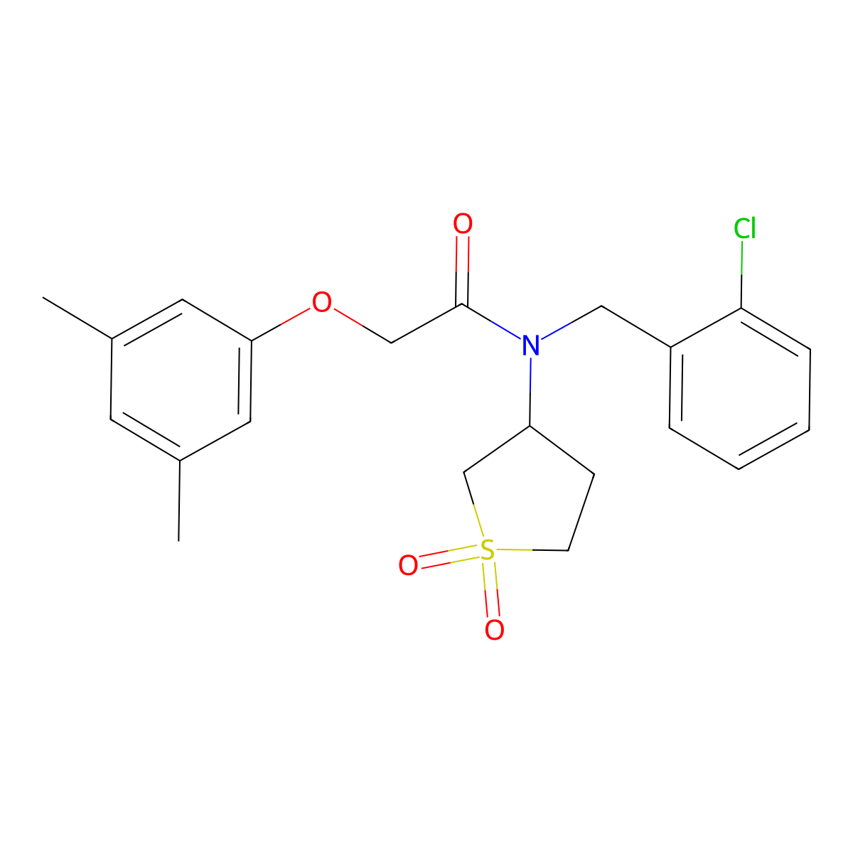 N-(2-chlorobenzyl)-2-(3,5-dimethylphenoxy)-N-(1,1-dioxidotetrahydrothiophen-3-yl)acetamide molecular structure, CAS 577694-09-8