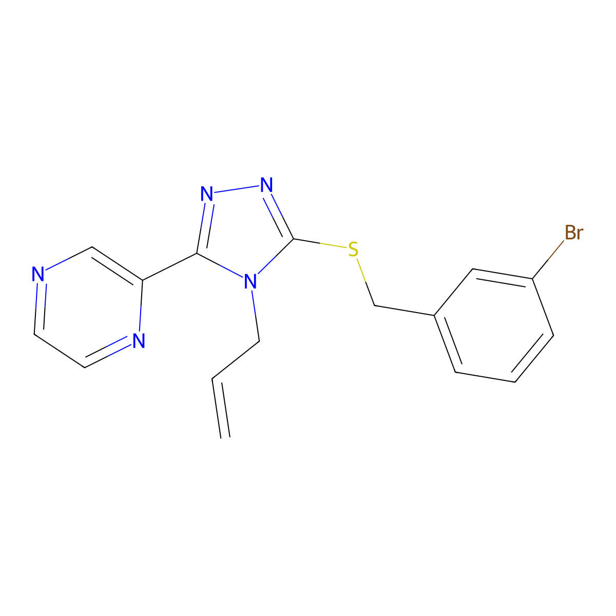 3-[(3-Bromophenyl)methylthio]-4-prop-2-enyl-5-pyrazin-2-yl-1,2,4-triazole molecular structure, CAS 577694-37-2
