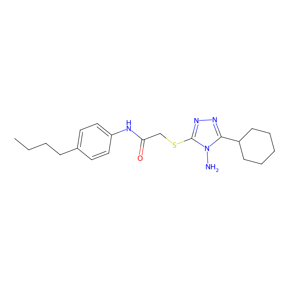 2-[(4-amino-5-cyclohexyl-4H-1,2,4-triazol-3-yl)sulfanyl]-N-(4-butylphenyl)acetamide molecular structure, CAS 577694-50-9