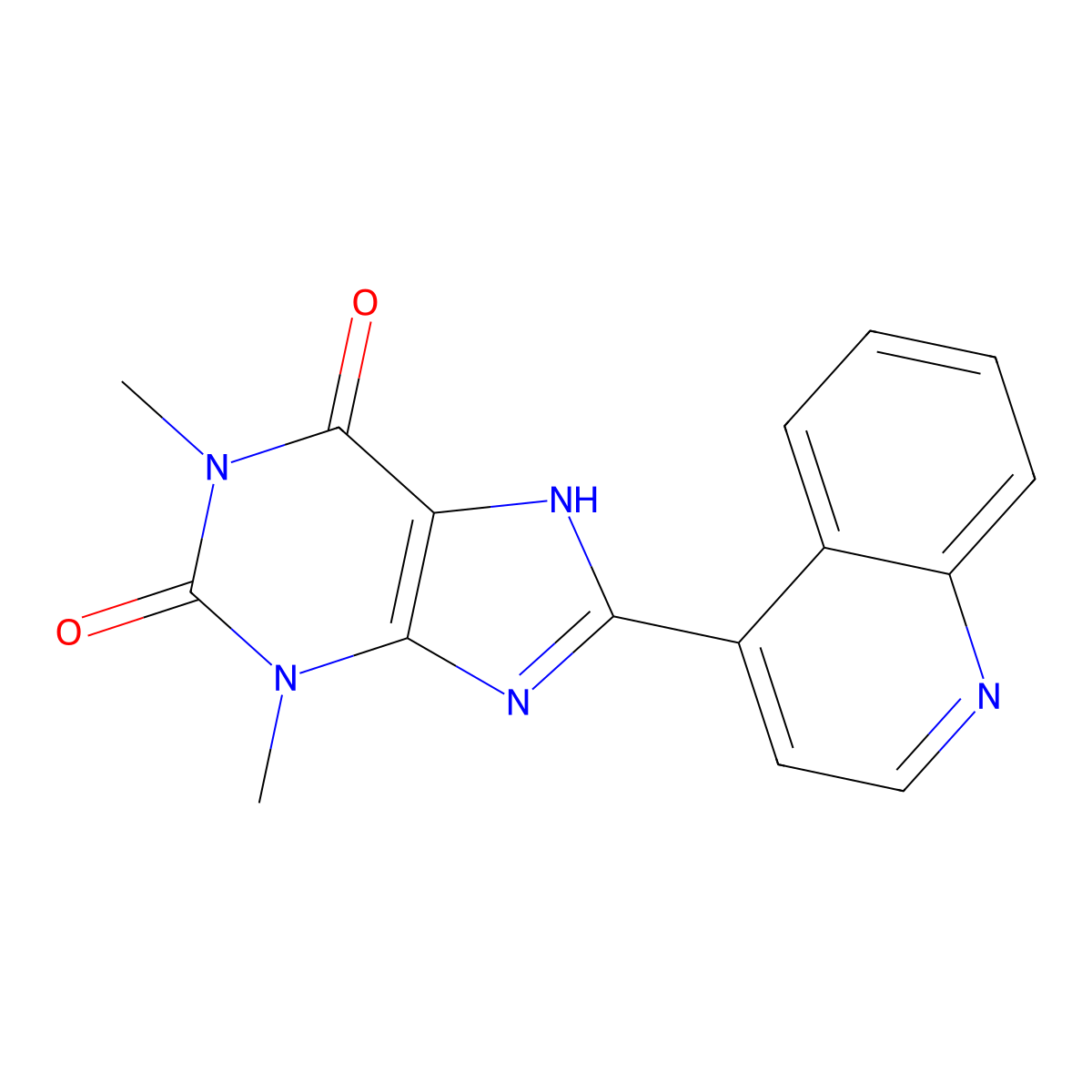 1,3-dimethyl-8-quinolin-4-yl-7H-purine-2,6-dione molecular structure, CAS 577694-55-4