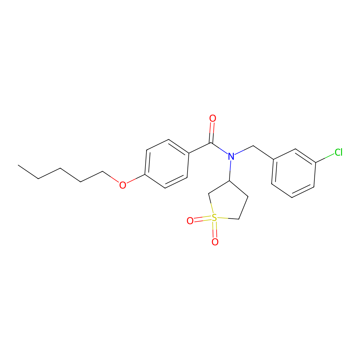 N-(3-chlorobenzyl)-N-(1,1-dioxidotetrahydrothiophen-3-yl)-4-(pentyloxy)benzamide molecular structure, CAS 577694-56-5