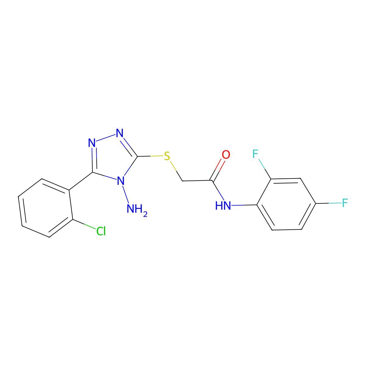 2-{[4-amino-5-(2-chlorophenyl)-4H-1,2,4-triazol-3-yl]sulfanyl}-N-(2,4-difluorophenyl)acetamide molecular structure, CAS 577694-60-1