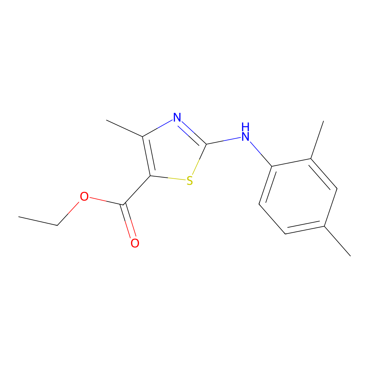 Ethyl 2-[(2,4-dimethylphenyl)amino]-4-methyl-1,3-thiazole-5-carboxylate molecular structure, CAS 577694-70-3