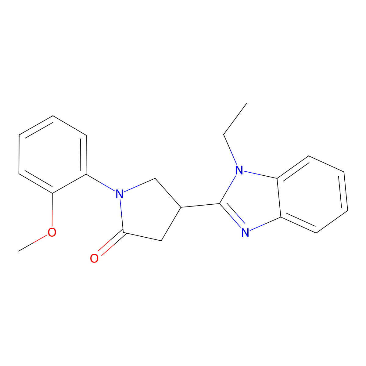 4-(1-ethyl-1H-benzo[d]imidazol-2-yl)-1-(2-methoxyphenyl)pyrrolidin-2-one molecular structure, CAS 577694-85-0