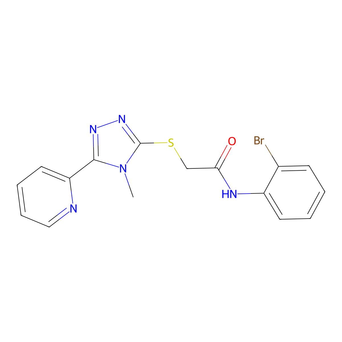 N-(2-bromophenyl)-2-{[4-methyl-5-(pyridin-2-yl)-4H-1,2,4-triazol-3-yl]sulfanyl}acetamide molecular structure, CAS 577695-01-3