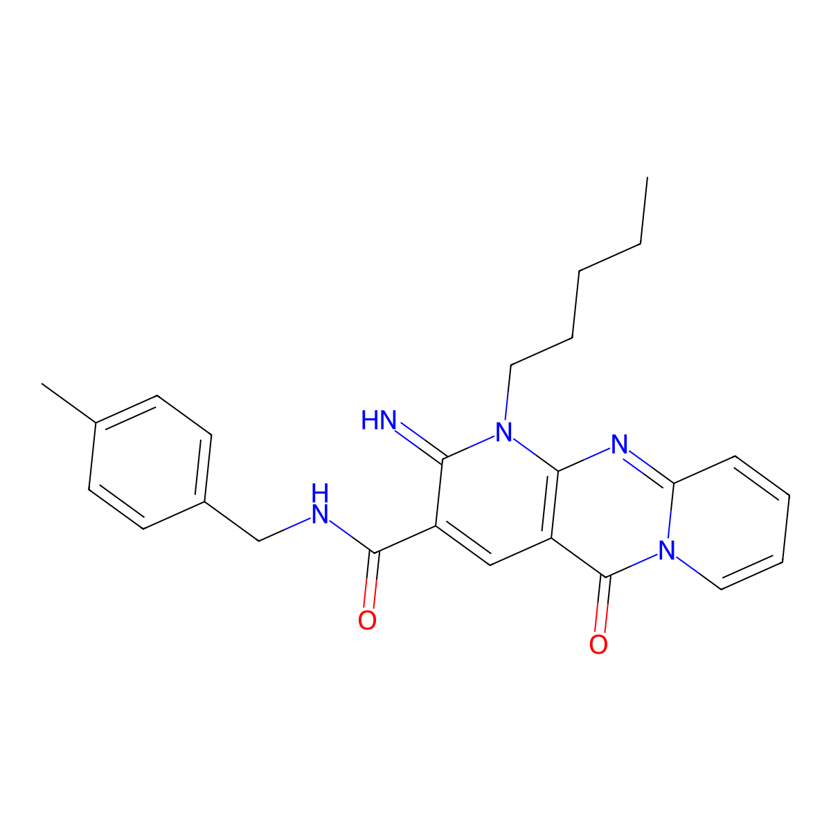 2-imino-N-(4-methylbenzyl)-5-oxo-1-pentyl-1,5-dihydro-2H-dipyrido[1,2-a:2,3-d]pyrimidine-3-carboxamide molecular structure, CAS 577695-09-1