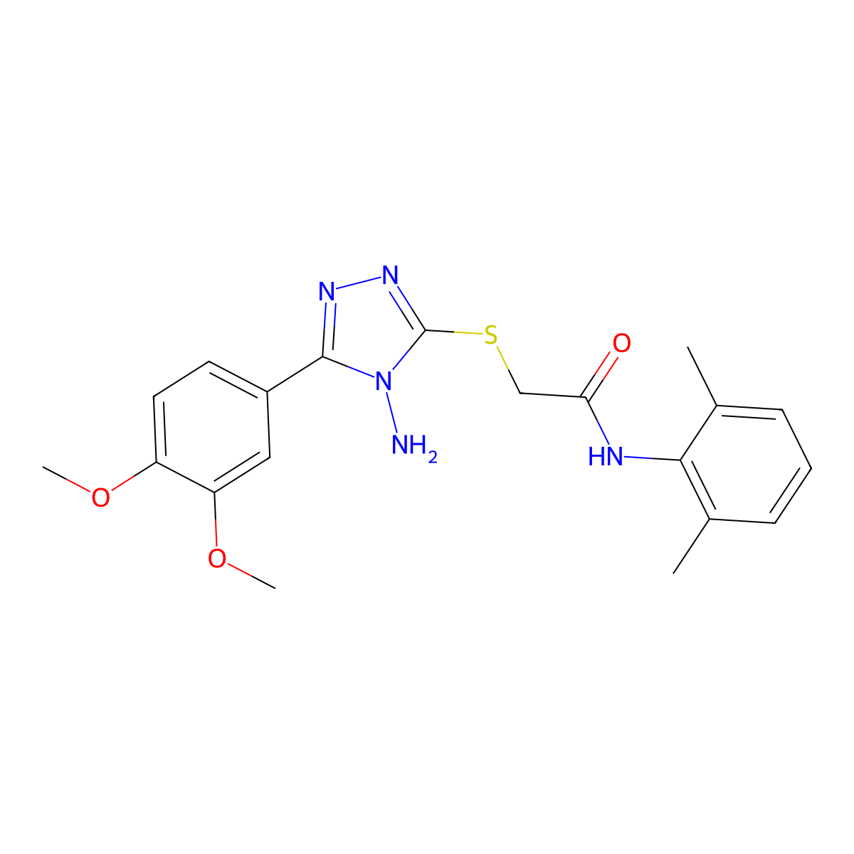 2-{[4-amino-5-(3,4-dimethoxyphenyl)-4H-1,2,4-triazol-3-yl]sulfanyl}-N-(2,6-dimethylphenyl)acetamide molecular structure, CAS 577695-23-9