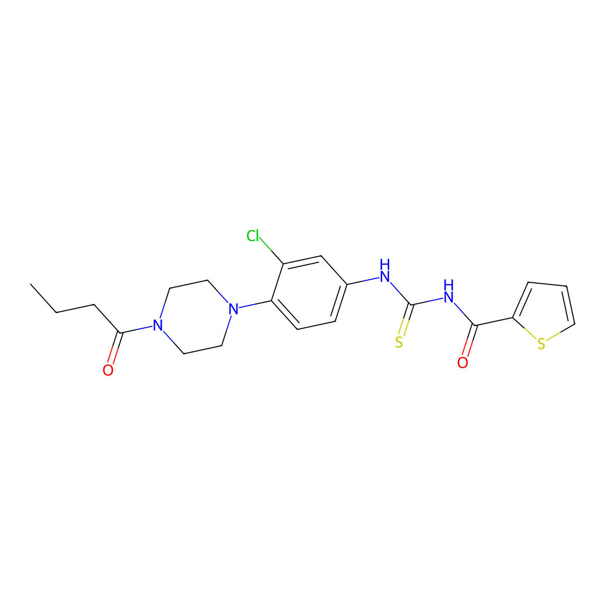 N-[[4-(4-butanoylpiperazin-1-yl)-3-chlorophenyl]carbamothioyl]thiophene-2-carboxamide molecular structure, CAS 577695-95-5
