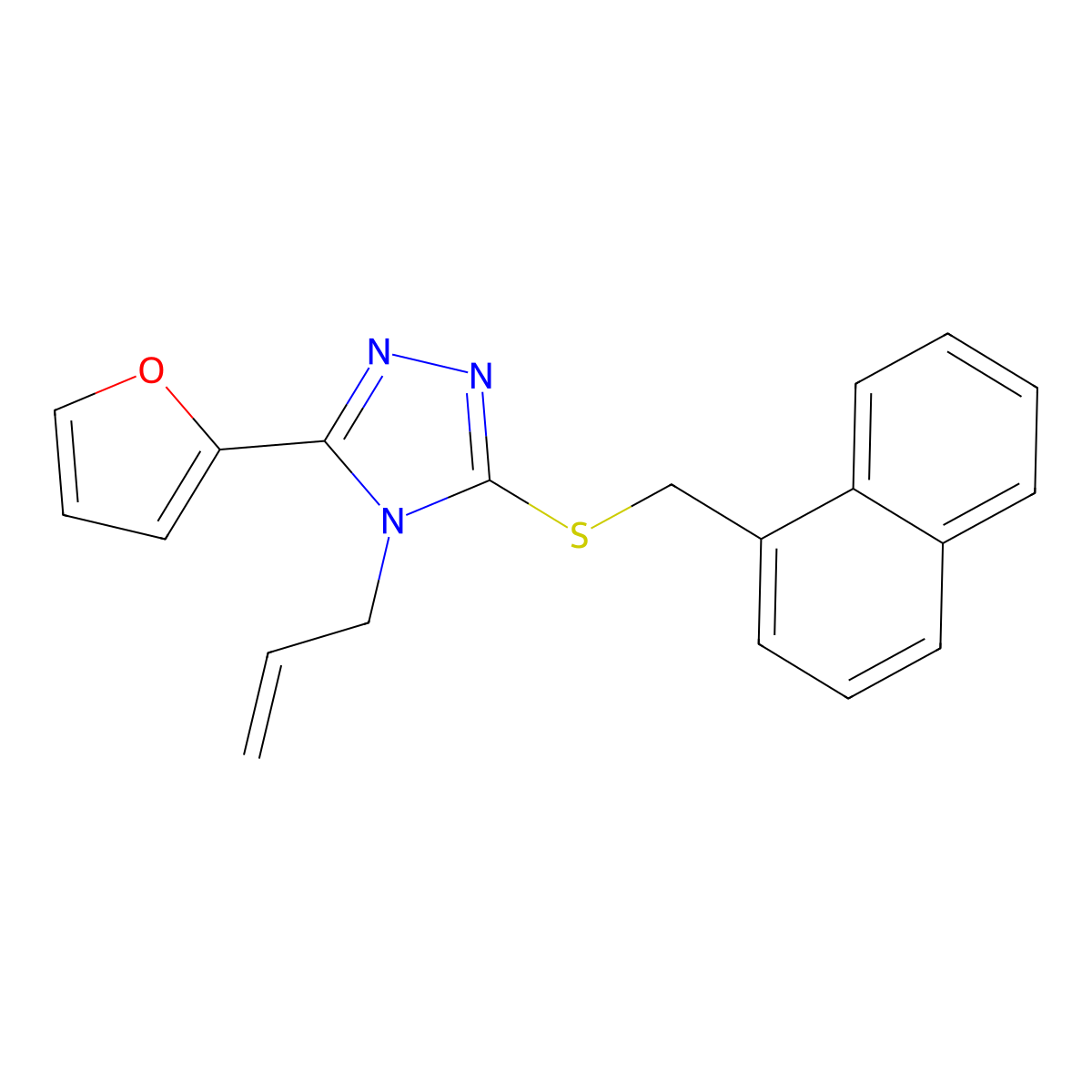 3-(furan-2-yl)-5-[(naphthalen-1-ylmethyl)sulfanyl]-4-(prop-2-en-1-yl)-4H-1,2,4-triazole molecular structure, CAS 577696-10-7