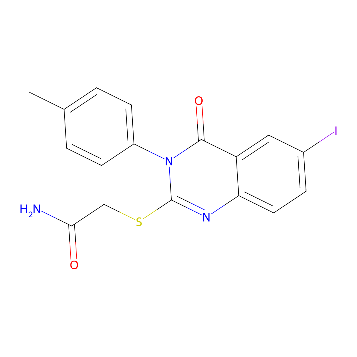 2-[6-Iodo-3-(4-methylphenyl)-4-oxoquinazolin-2-yl]sulfanylacetamide molecular structure, CAS 577696-18-5