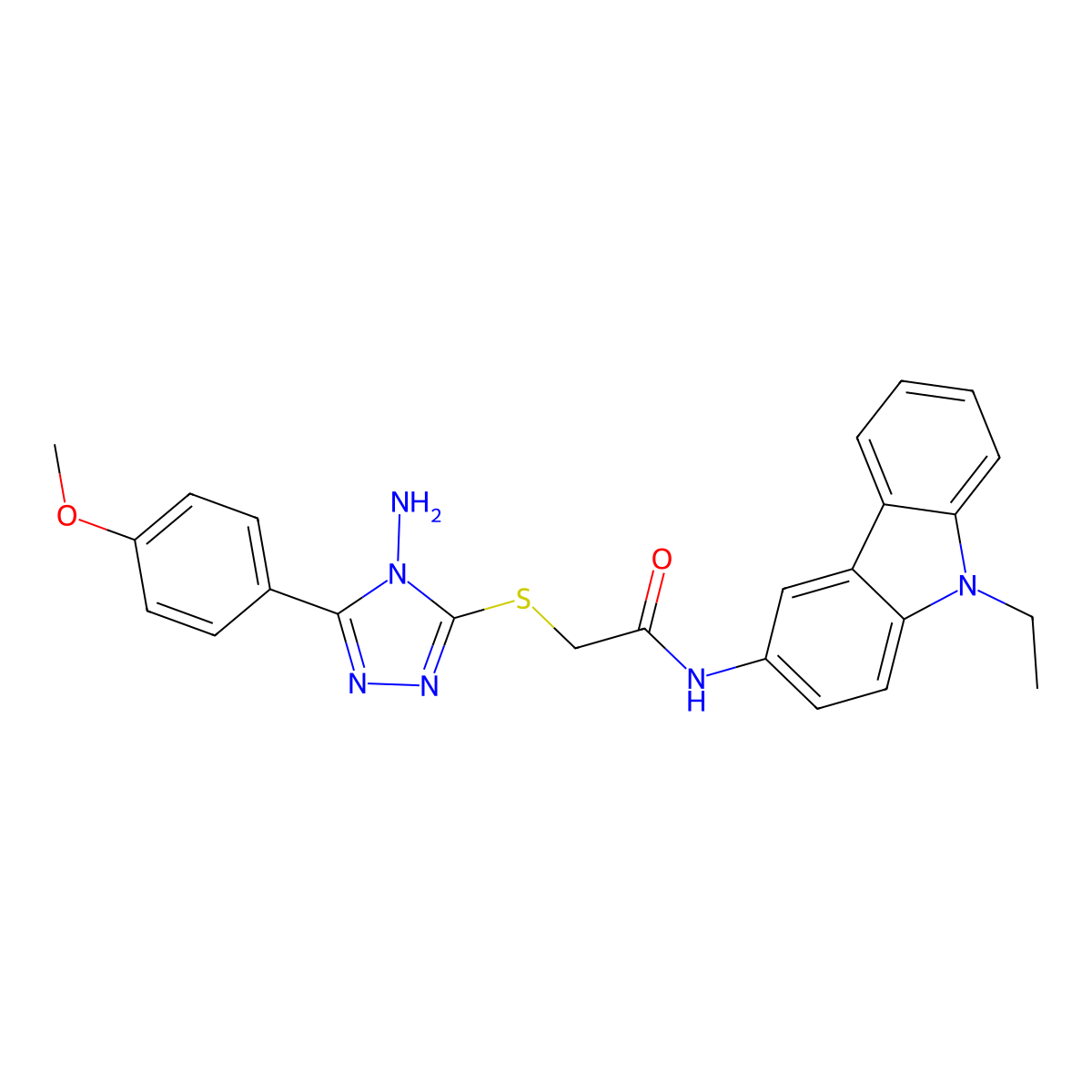 2-[[4-amino-5-(4-methoxyphenyl)-1,2,4-triazol-3-yl]thio]-N-(9-ethyl-3-carbazolyl)acetamide molecular structure, CAS 577696-30-1