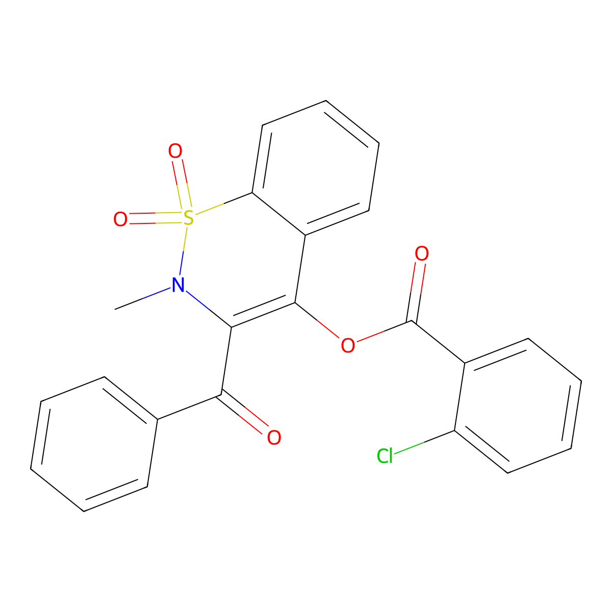 3-benzoyl-2-methyl-1,1-dioxido-2H-1,2-benzothiazin-4-yl 2-chlorobenzoate molecular structure, CAS 577696-32-3
