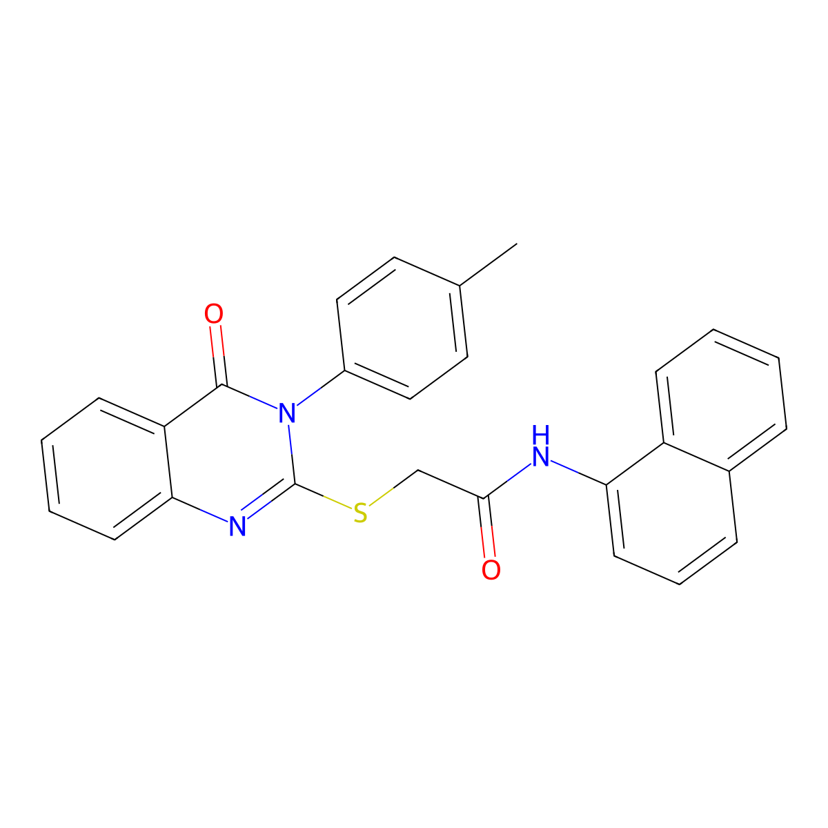 2-{[3-(4-Methylphenyl)-4-oxo-3,4-dihydro-2-quinazolinyl]sulfanyl}-N-(1-naphthyl)acetamide molecular structure, CAS 577696-36-7